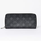 Louis Vuitton Zippy Wallet Vertical Monogram Eclipse Canvas Black Silver