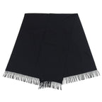 Hermes Cashmere 100% Logo Embroidery Large Shawl Scarf with Fringe Black — view 4