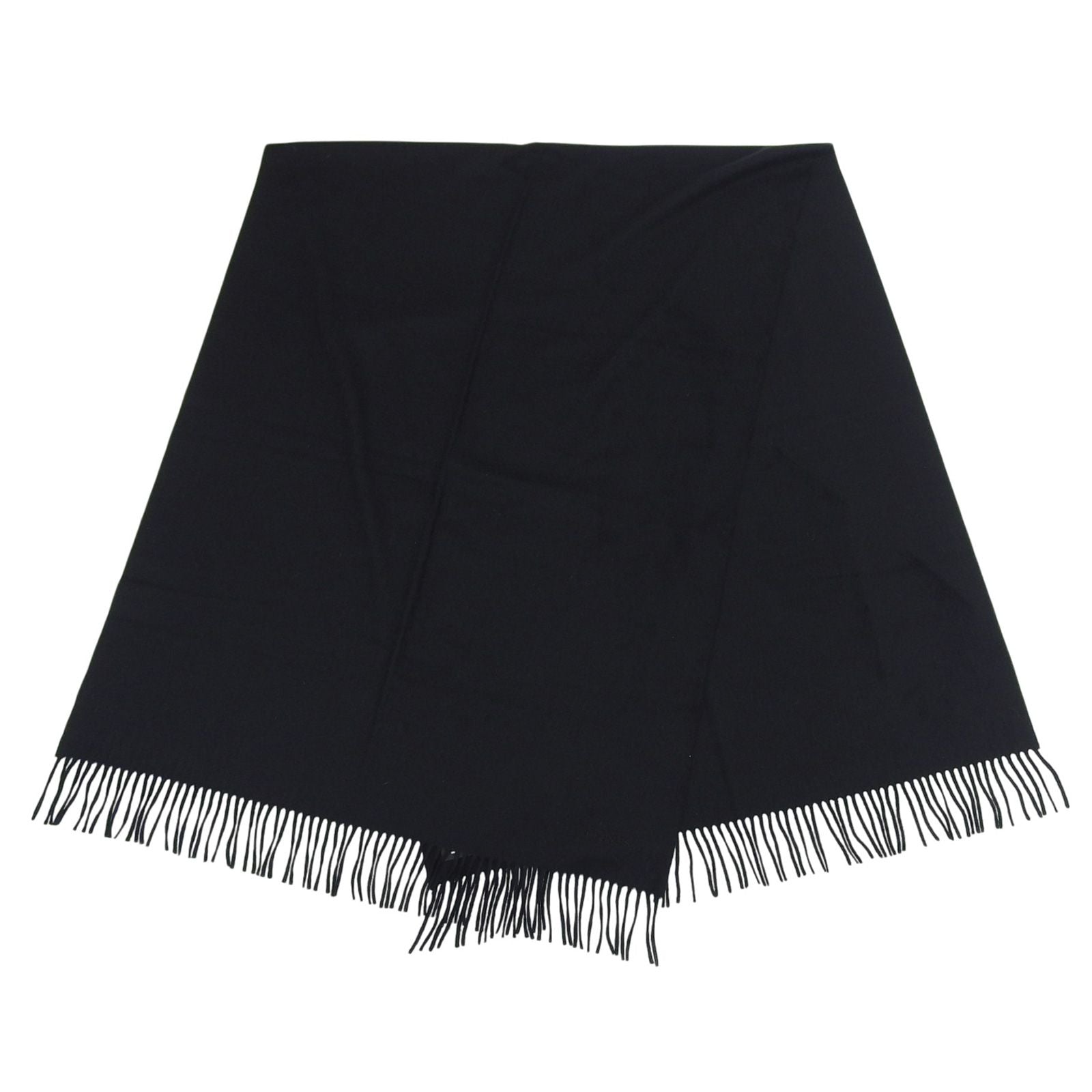 Hermes Cashmere 100% Logo Embroidery Large Shawl Scarf with Fringe Black — view 4