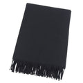 Hermes Cashmere 100% Logo Embroidery Large Shawl Scarf with Fringe Black