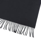 Hermes Cashmere 100% Logo Embroidery Large Shawl Scarf with Fringe Black — view 6