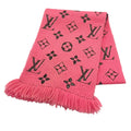 Louis Vuitton Logomania Scarf Shine Virgin Wool Silk Blend Rose Pop Fringe