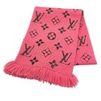 Louis Vuitton Logomania Scarf Shine Virgin Wool Silk Blend Rose Pop Fringe