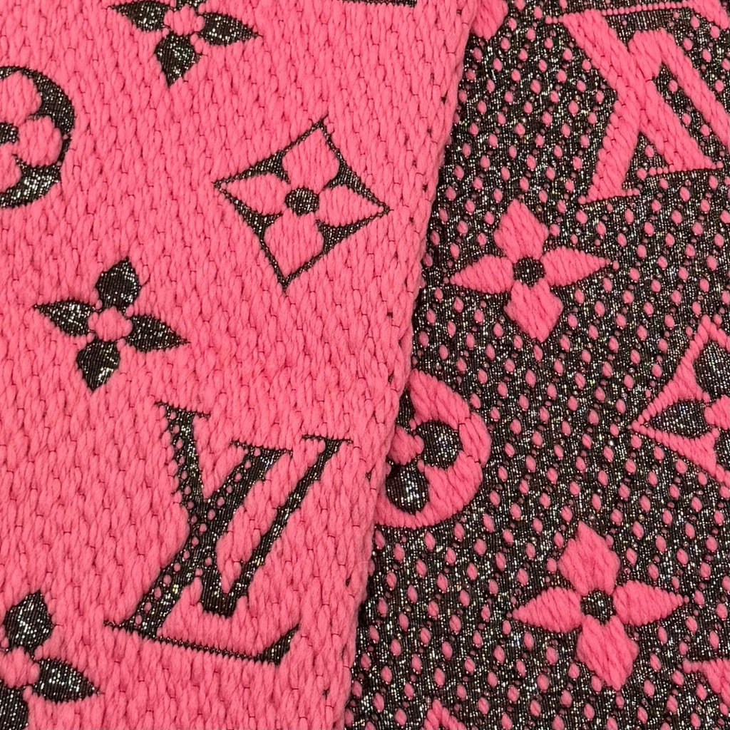 Louis Vuitton Logomania Scarf Shine Virgin Wool Silk Blend Rose Pop Fringe — view 4
