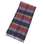 Prada Cashmere 100% Plaid Logo Embroidery Scarf with Fringe Multi TU