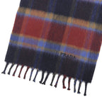 Prada Cashmere 100% Plaid Logo Embroidery Scarf with Fringe Multi TU — view 4