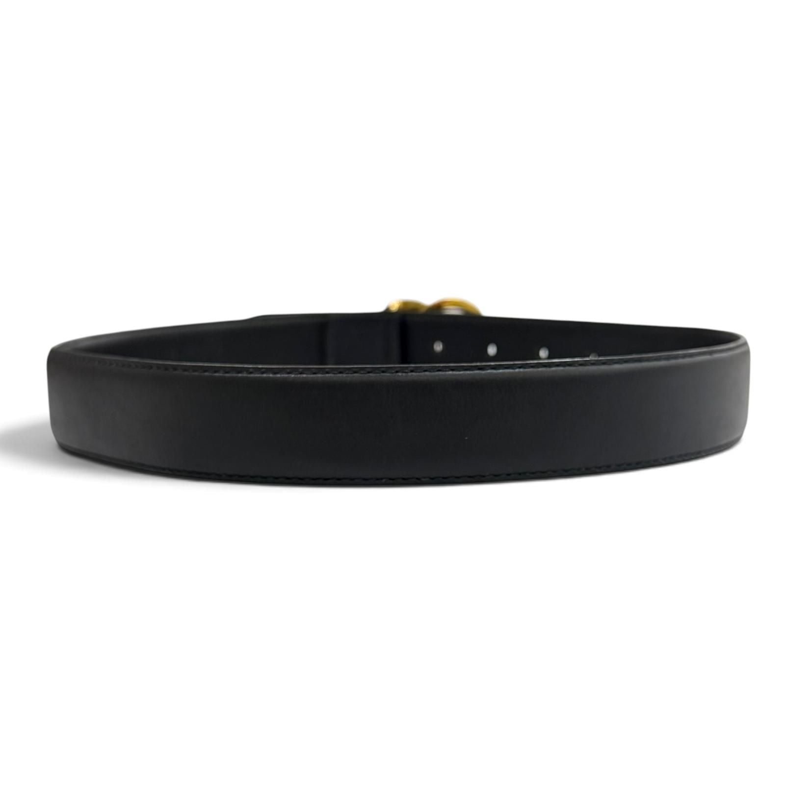 Chanel Vintage CC Logo Leather Belt Black Gold 65/26 — view 4