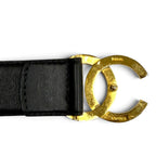Chanel Vintage CC Logo Leather Belt Black Gold 65/26 — view 6
