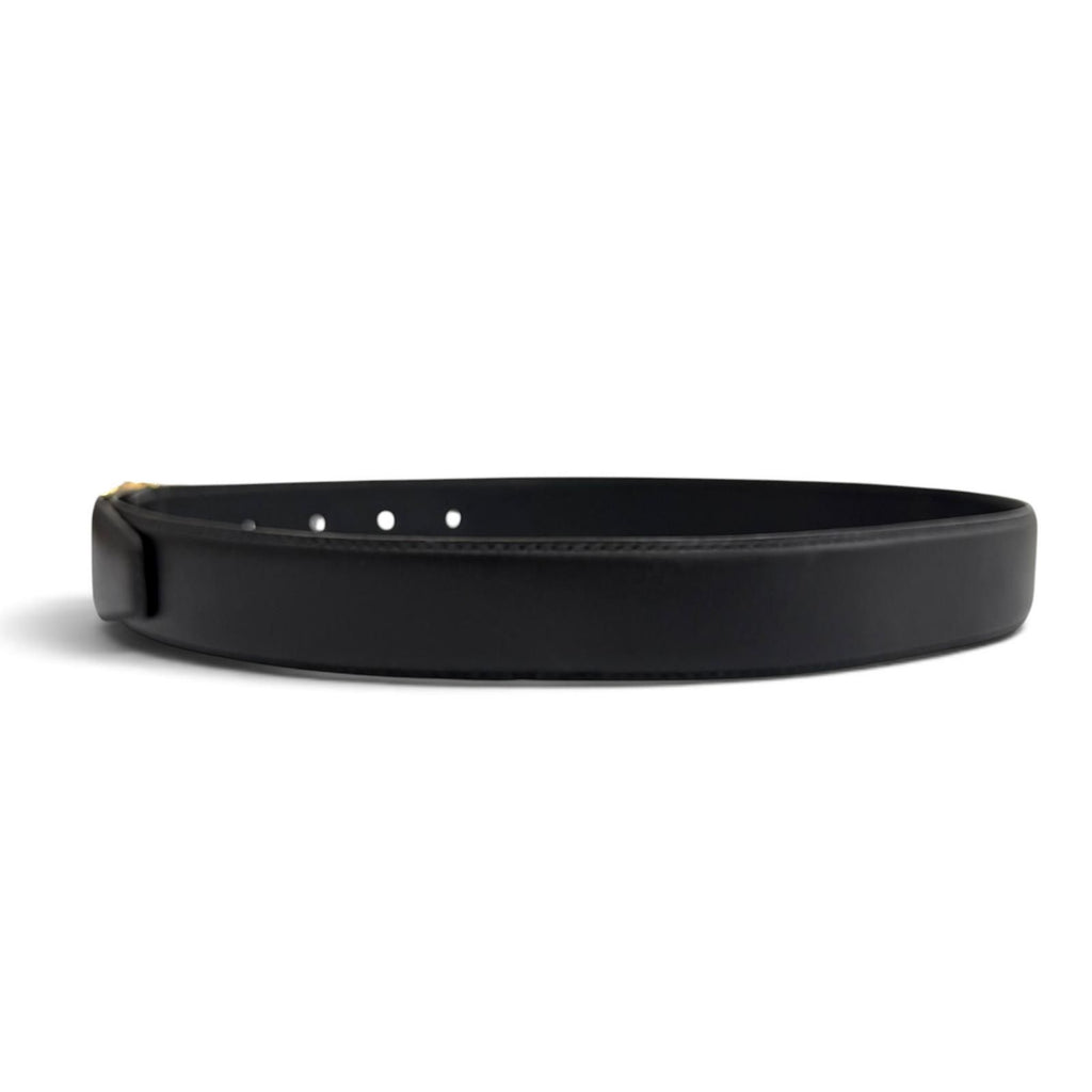 Chanel Vintage CC Logo Leather Belt Black Gold 65/26 — view 3