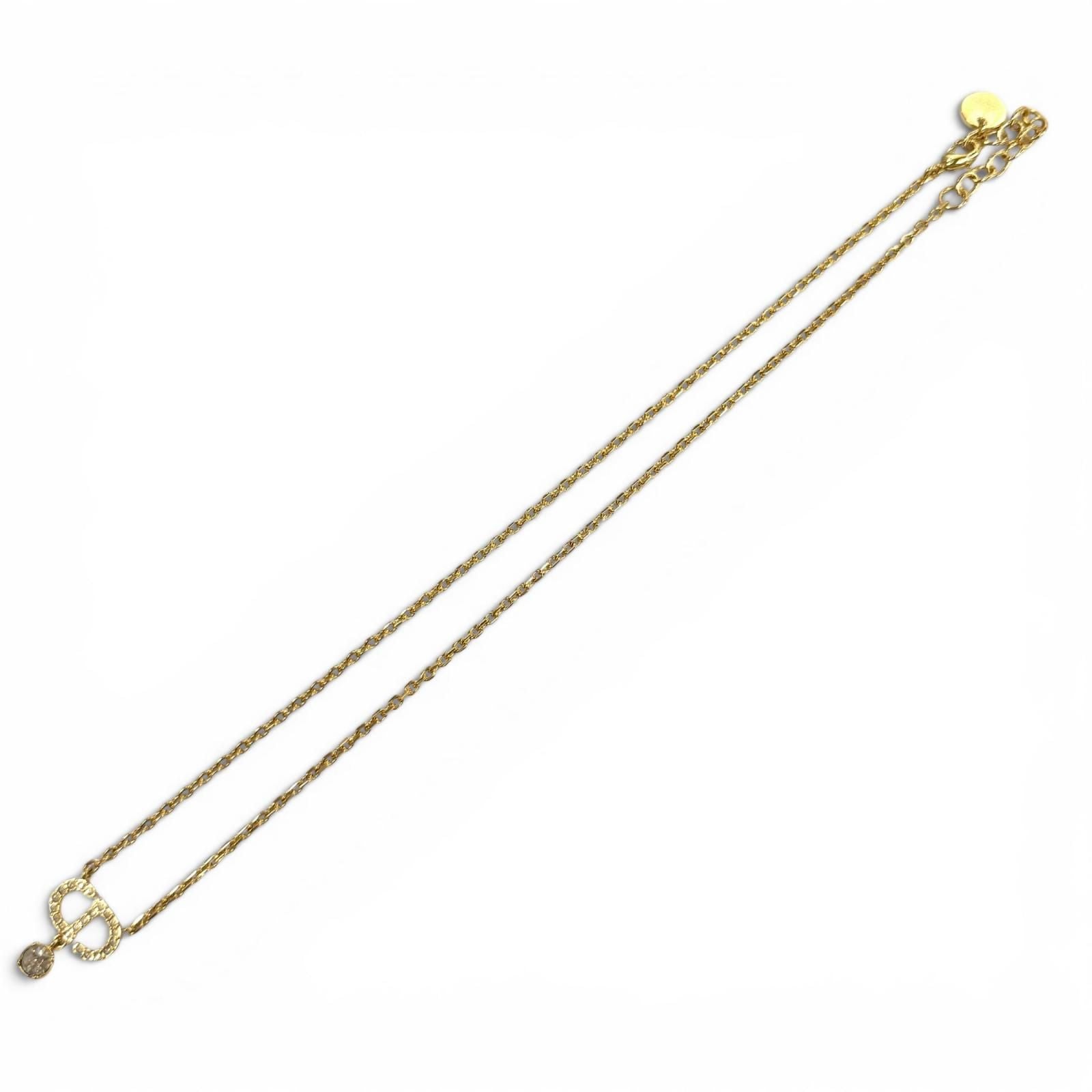 Dior Petit CD Necklace Rhinestone Pendant Gold — view 5