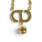 Dior Petit CD Necklace Rhinestone Pendant Gold — view 4