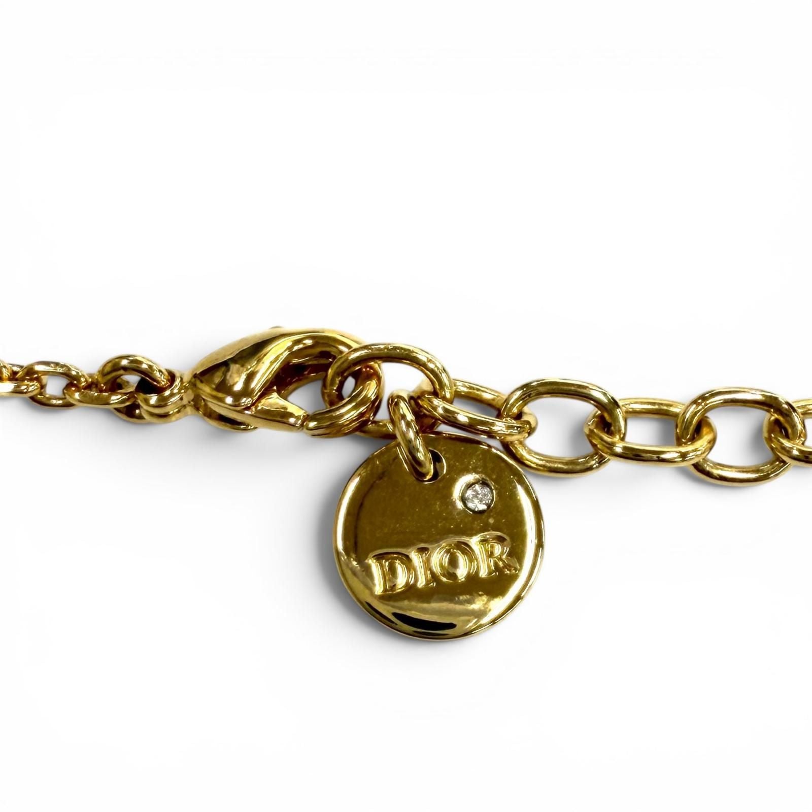 Dior Petit CD Necklace Rhinestone Pendant Gold — view 7