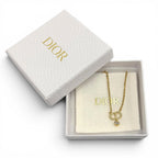 Dior Petit CD Necklace Rhinestone Pendant Gold — view 2