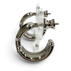 Hermes Earrings Olympe PM Calfskin Silver Black — view 3