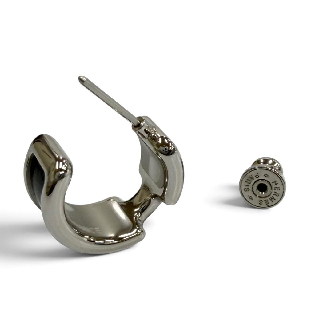 Hermes Earrings Olympe PM Calfskin Silver Black — view 5