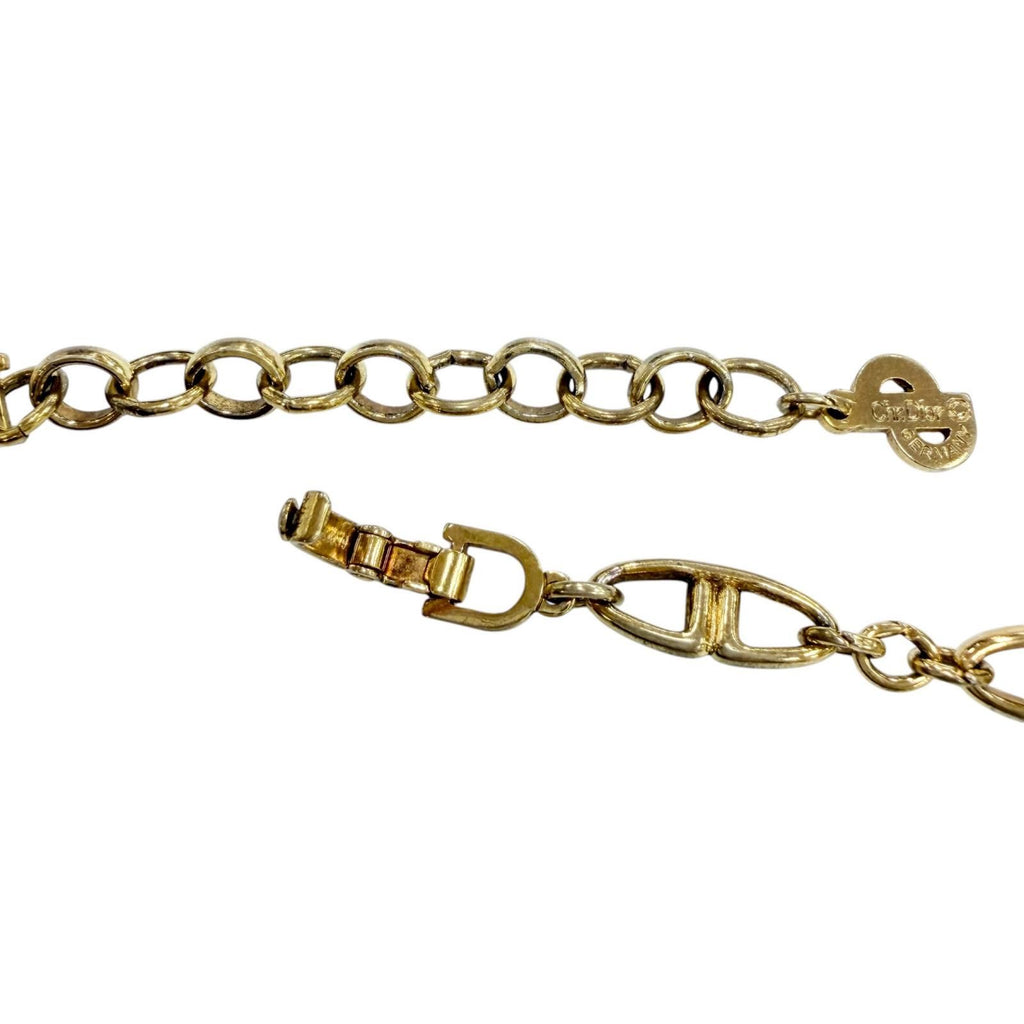 Dior Vintage Metal CD Logo Chain Choker Necklace Gold — view 6
