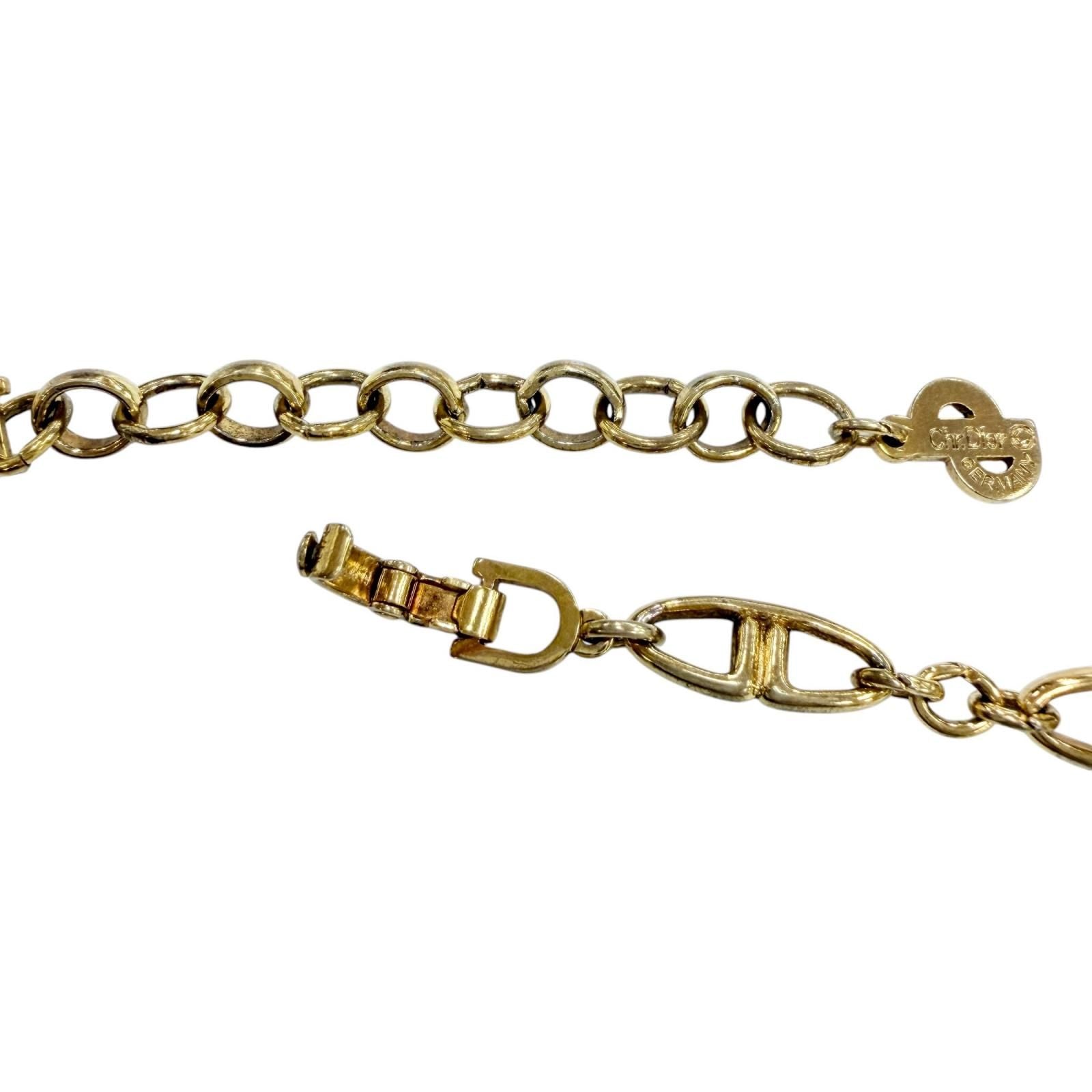 Dior Vintage Metal CD Logo Chain Choker Necklace Gold — view 6