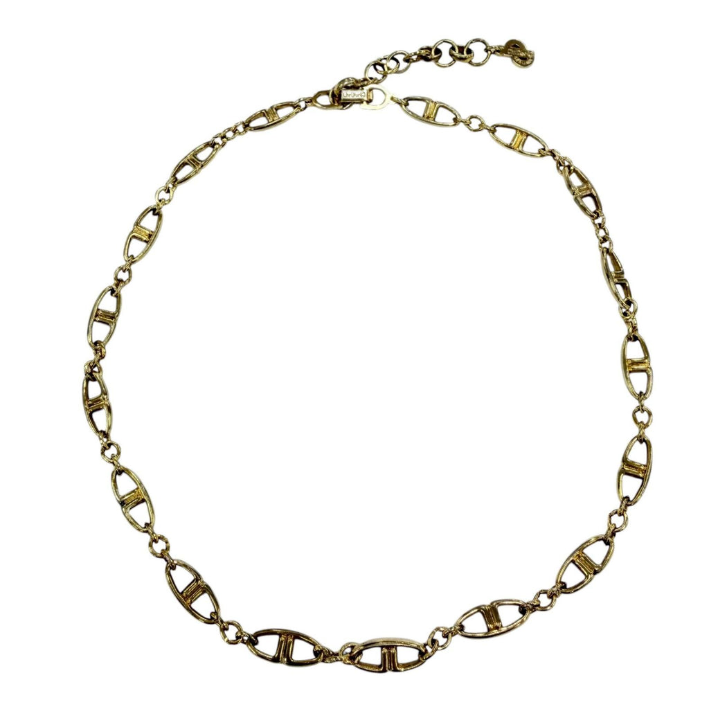 Dior Vintage Metal CD Logo Chain Choker Necklace Gold
