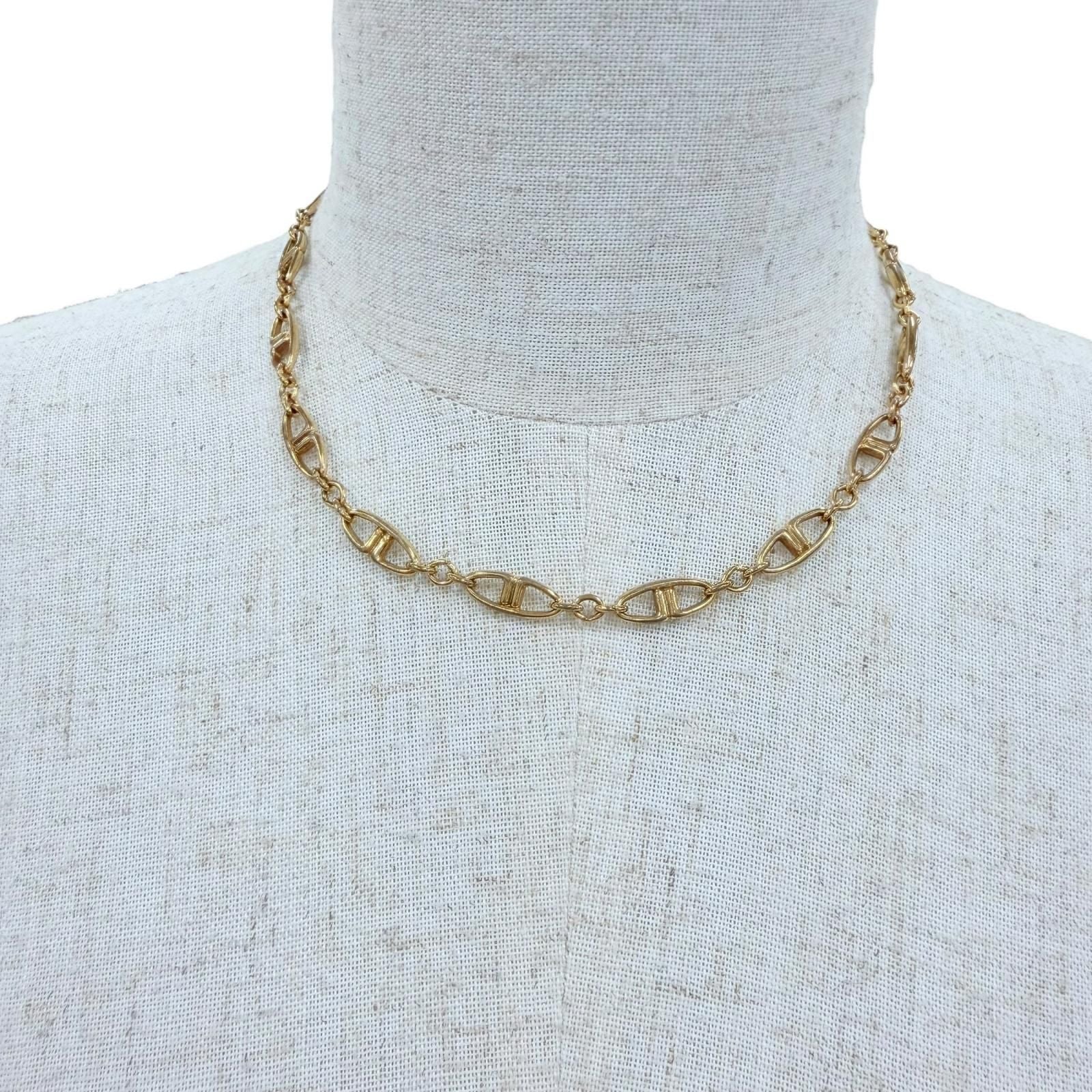 Dior Vintage Metal CD Logo Chain Choker Necklace Gold — view 2