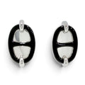 Hermes Mini Maillon Silvery Chaine D'ancre Earrings Silver Black