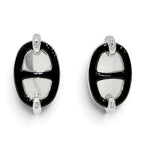 Hermes Mini Maillon Silvery Chaine D'ancre Earrings Silver Black