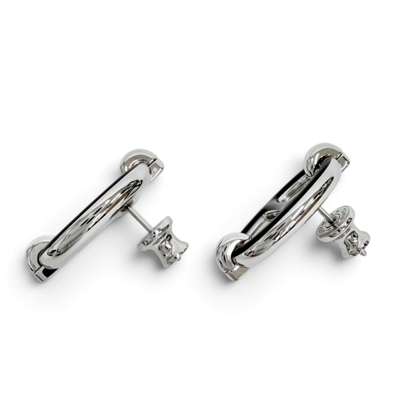 Hermes Mini Maillon Silvery Chaine D'ancre Earrings Silver Black — view 4