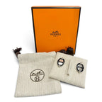 Hermes Mini Maillon Silvery Chaine D'ancre Earrings Silver Black — view 2