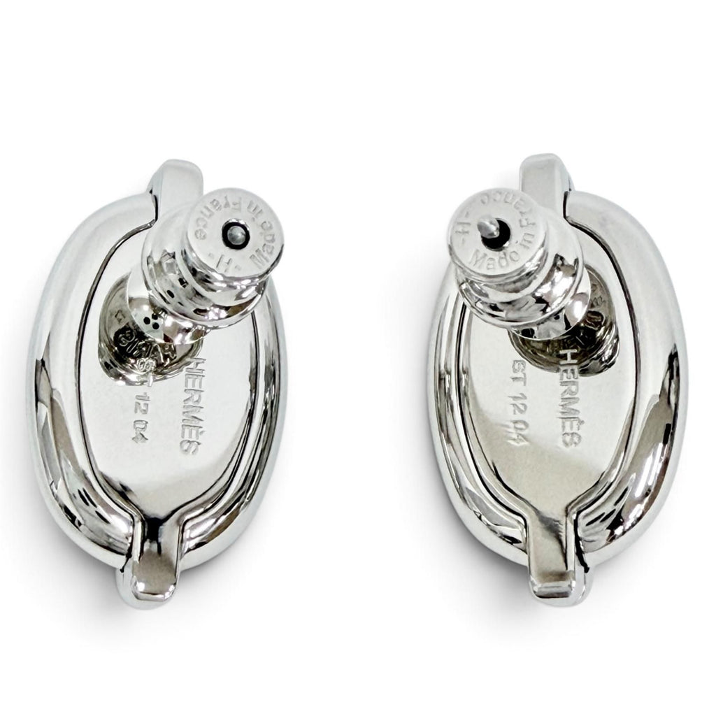 Hermes Mini Maillon Silvery Chaine D'ancre Earrings Silver Black — view 3