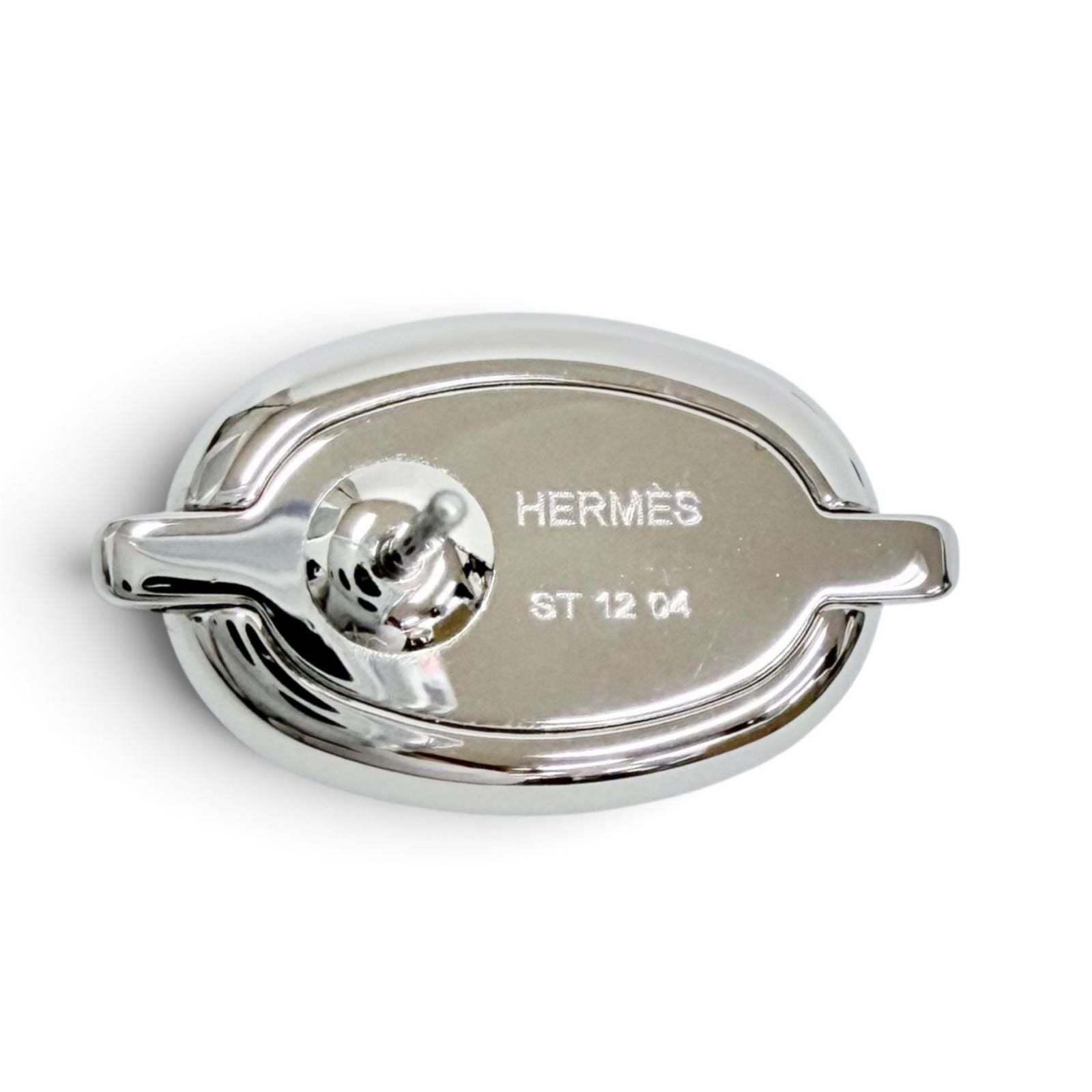 Hermes Mini Maillon Silvery Chaine D'ancre Earrings Silver Black — view 8
