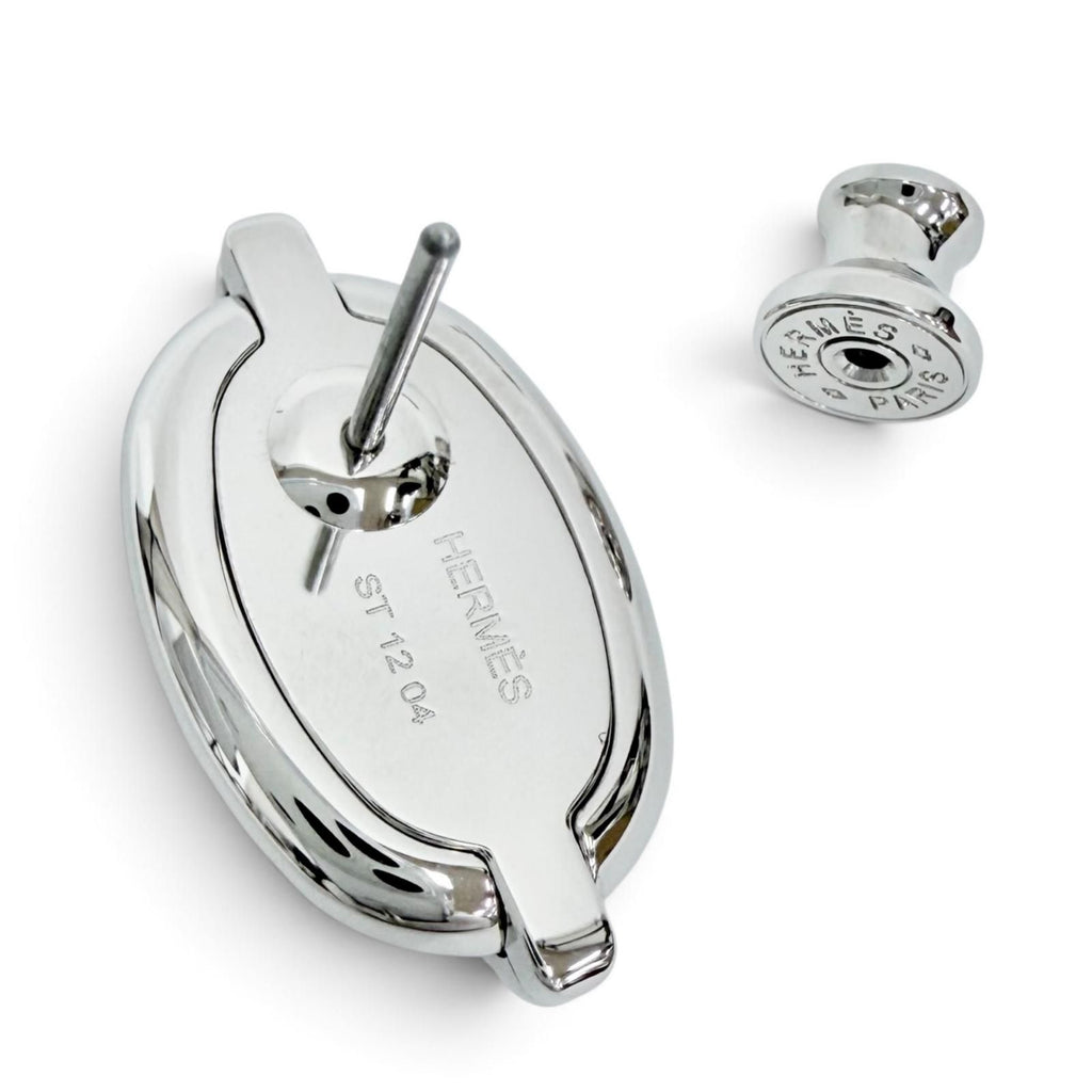 Hermes Mini Maillon Silvery Chaine D'ancre Earrings Silver Black — view 5