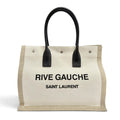 Saint Laurent Paris Canvas Leather Rive Gauche Logo Large Shape Tote Bag Beige