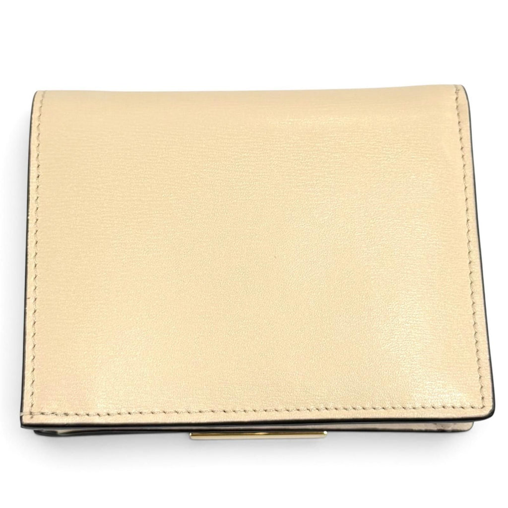 Fendi FF Lining Pecan Leather Small Wallet Bifold Beige Gold — view 3