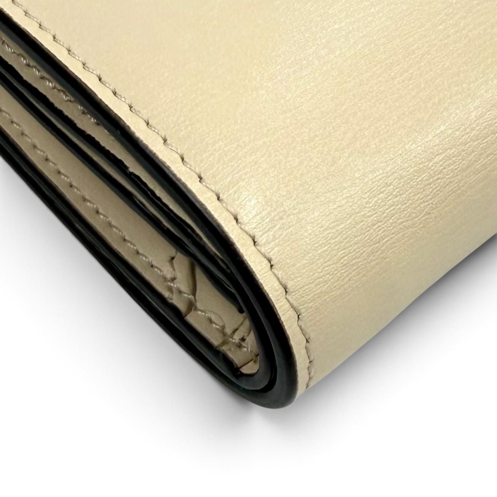 Fendi FF Lining Pecan Leather Small Wallet Bifold Beige Gold — view 5