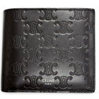 Celine Calfskin Triomphe Embossed Compact Wallet Bifold Black