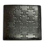 Celine Calfskin Triomphe Embossed Compact Wallet Bifold Black — view 2