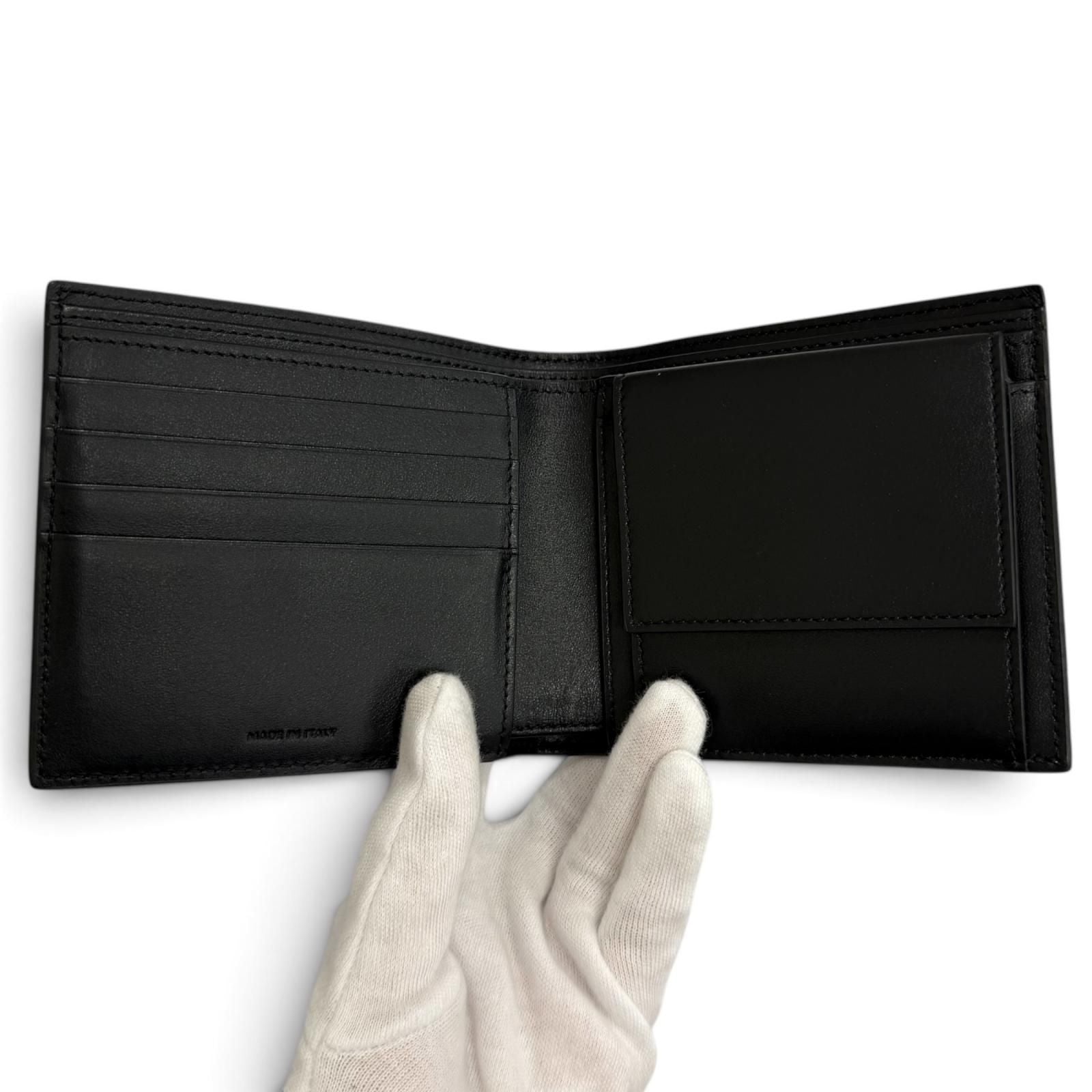 Celine Calfskin Triomphe Embossed Compact Wallet Bifold Black — view 4