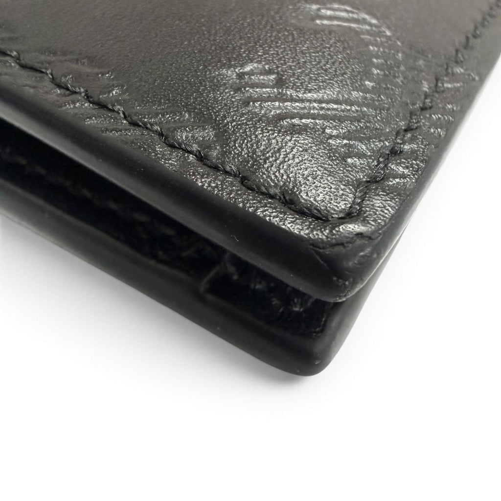 Celine Calfskin Triomphe Embossed Compact Wallet Bifold Black — view 6