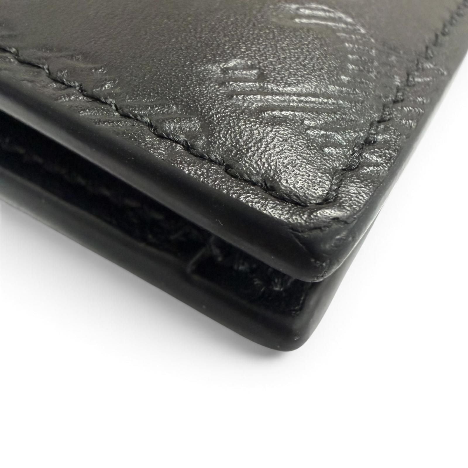 Celine Calfskin Triomphe Embossed Compact Wallet Bifold Black — view 6