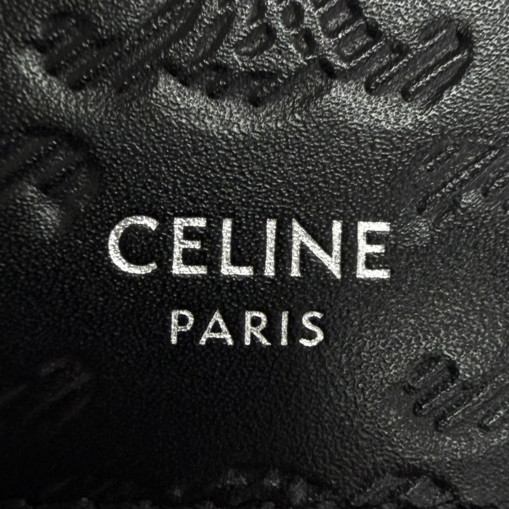 Celine Calfskin Triomphe Embossed Compact Wallet Bifold Black — view 7