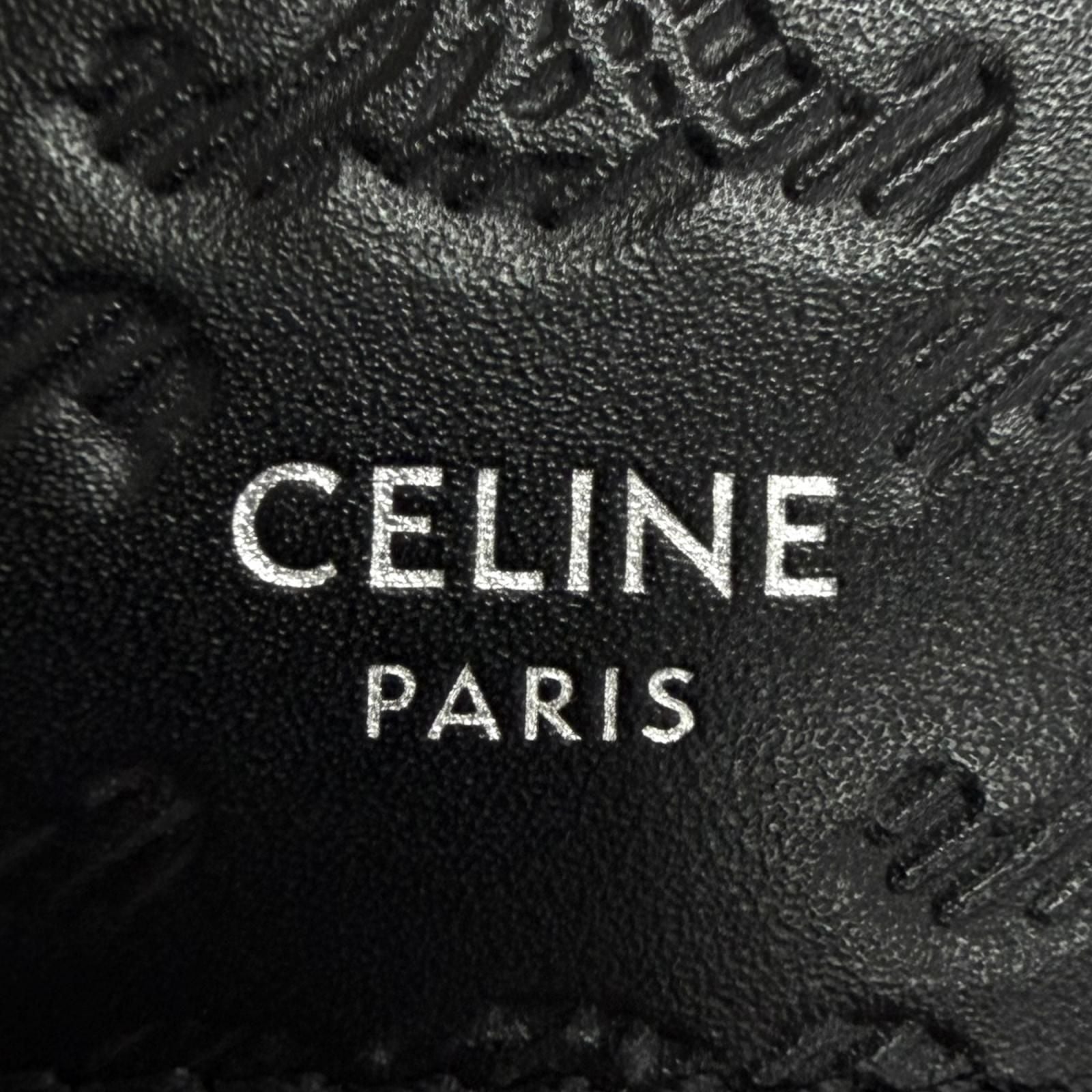 Celine Calfskin Triomphe Embossed Compact Wallet Bifold Black — view 7