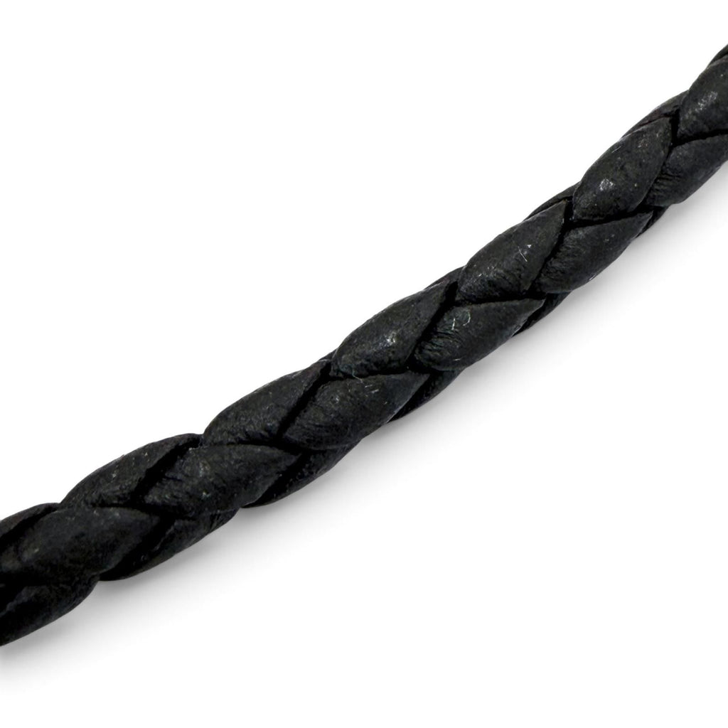 Bottega Veneta Leather Intrecciato Circle Necklace Silver Black — view 5