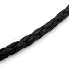 Bottega Veneta Leather Intrecciato Circle Necklace Silver Black — view 5