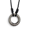 Bottega Veneta Leather Intrecciato Circle Necklace Silver Black