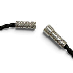 Bottega Veneta Leather Intrecciato Circle Necklace Silver Black — view 6