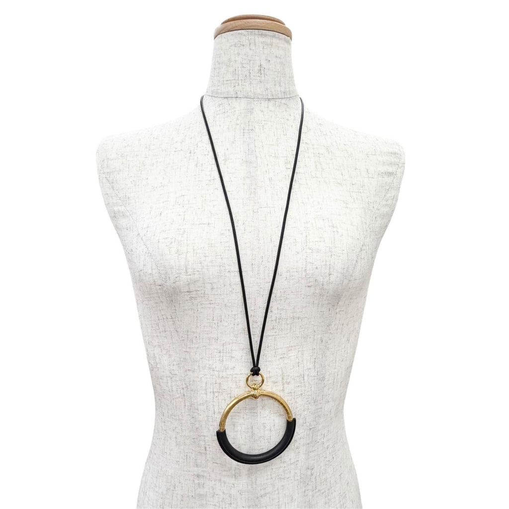 Hermes Loop Grand Gold Leather Pendant Black — view 2