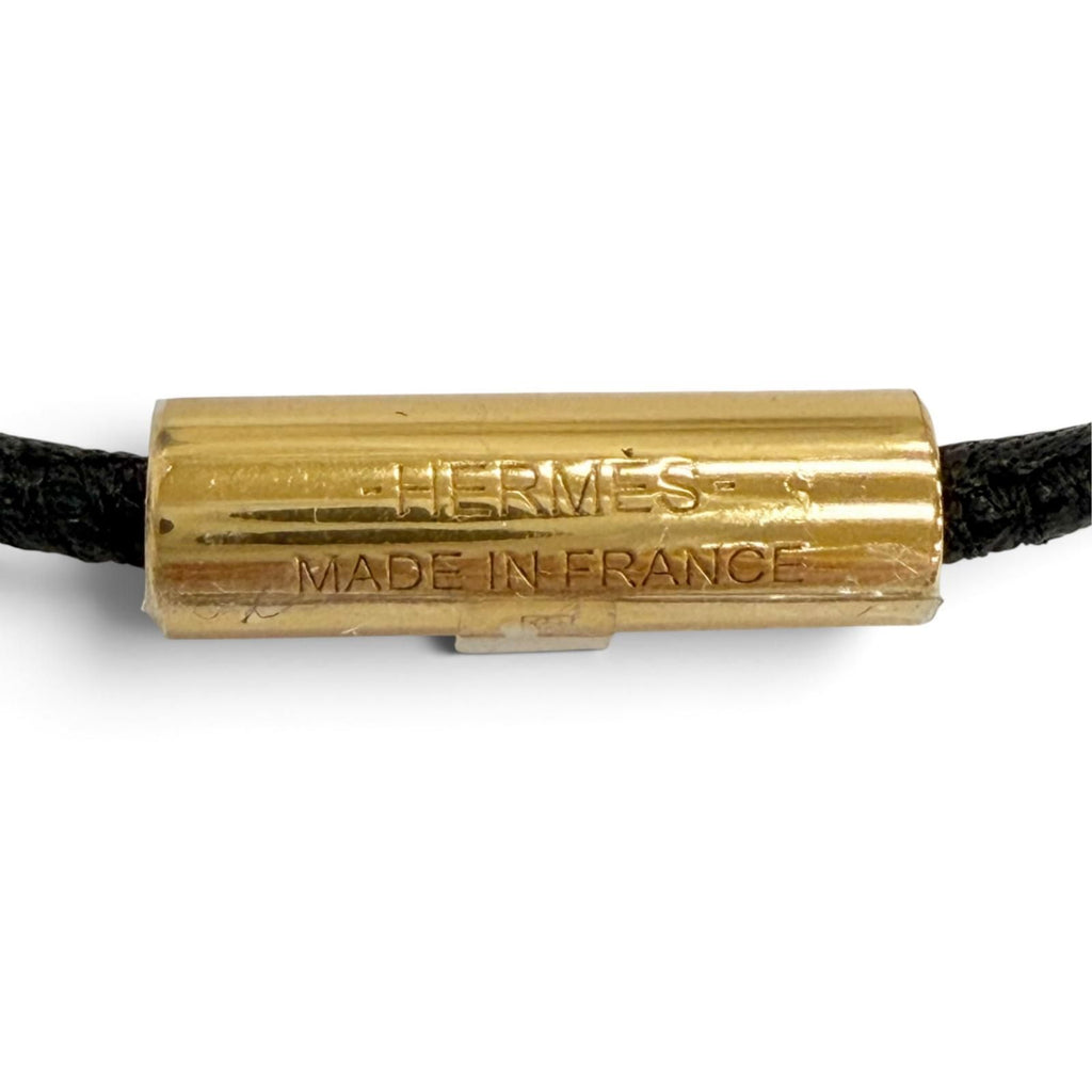Hermes Loop Grand Gold Leather Pendant Black — view 7