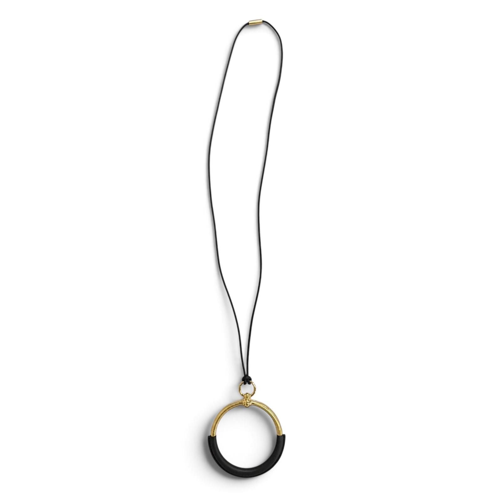 Hermes Loop Grand Gold Leather Pendant Black — view 3