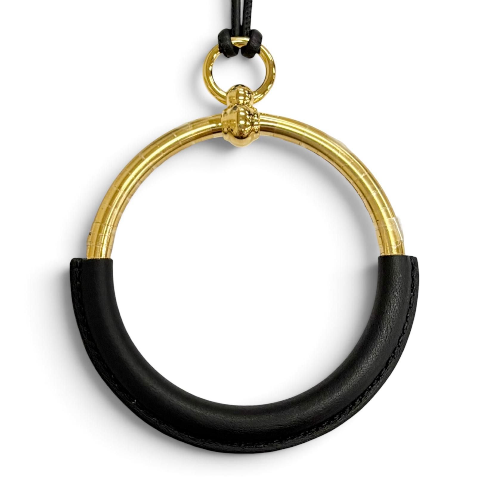 Hermes Loop Grand Gold Leather Pendant Black — view 4