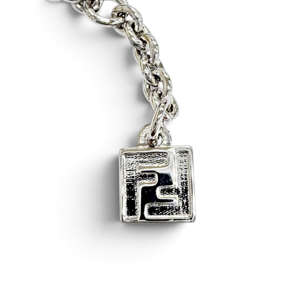 Fendi Forever FF Logo Crystal Chain Bracelet Silver — view 8