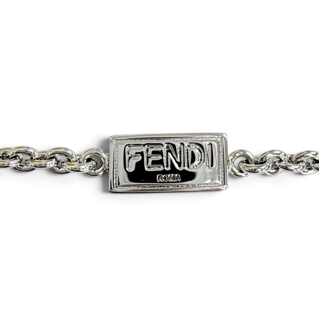 Fendi Forever FF Logo Crystal Chain Bracelet Silver — view 6